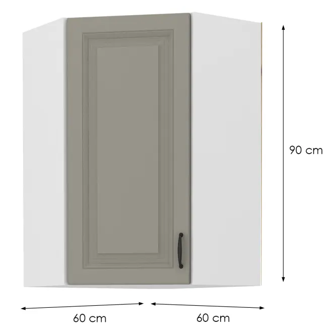 Skrinka do kuchyne STILO CLAYGREY/biely 60X60 GN-90 1F (45°),2