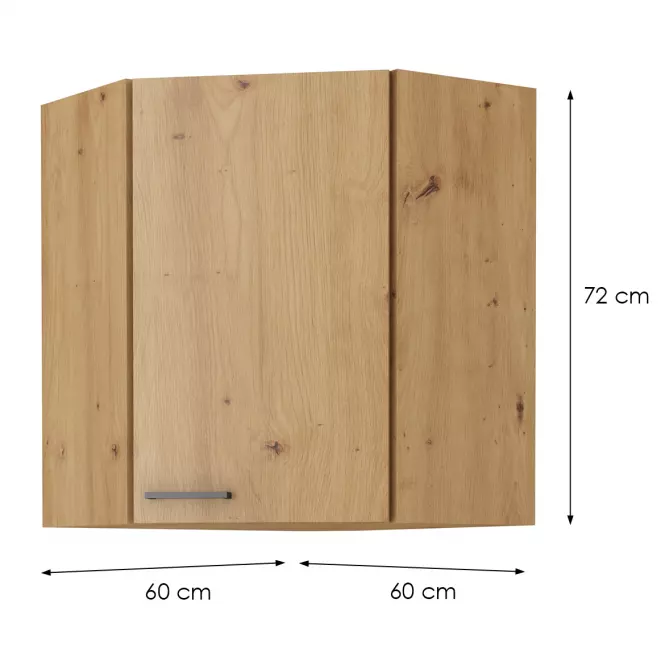 Skrinka do kuchyne MODENA čierna/dub ARTISAN 60X60 GN-72 2F (45°)