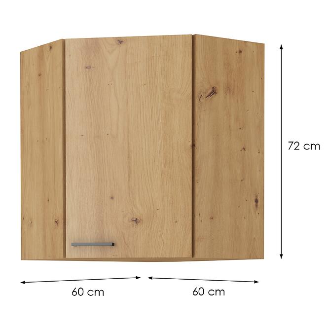 Skrinka do kuchyne MODENA čierna/dub ARTISAN 60X60 GN-72 2F (45°)