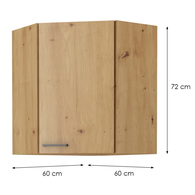 Skrinka do kuchyne MODENA čierna/dub ARTISAN 60X60 GN-72 2F (45°),2