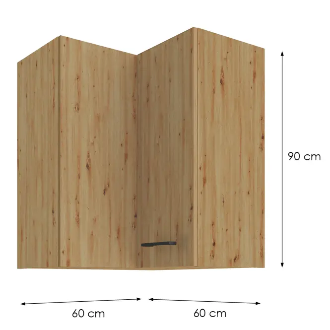 Skrinka do kuchyne MODENA čierna/dub ARTISAN 60X60 GN-72 2F (90°),2