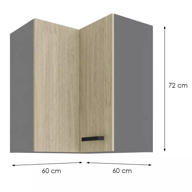 Skrinka do kuchyne SCANDI HERRINGBONE/ANTRACIT 60X60 GN-72 2F (90°),2