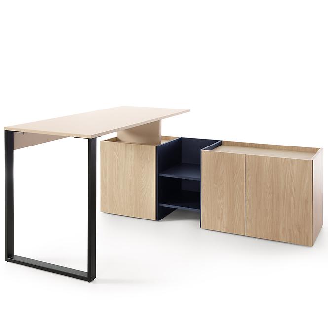 Písací Stôl Sergio SE8+Komoda 3D Béžová /Dub/Námornícka Modrá