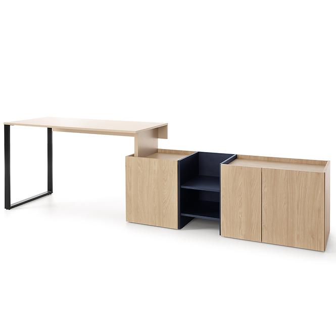 Písací Stôl Sergio SE8+Komoda 3D Béžová /Dub/Námornícka Modrá,3