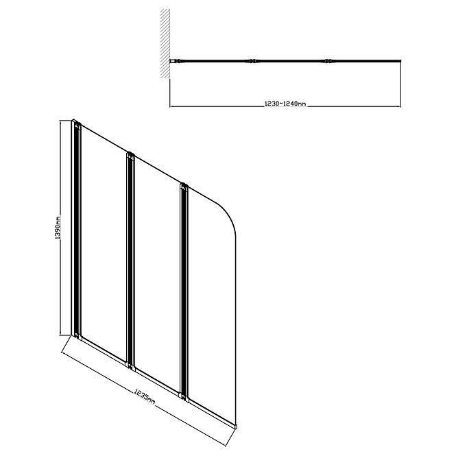 Vaňová zástena Natali Black 3 HX121,3
