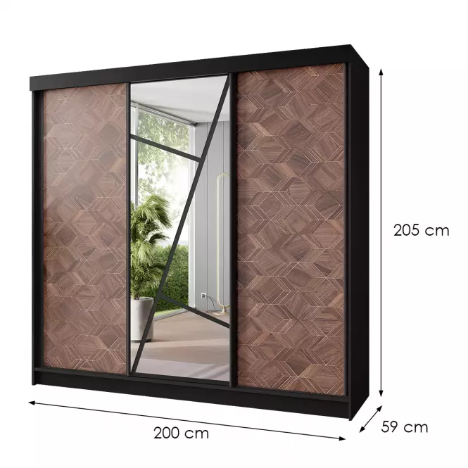 Skriňa Vena 200 čierna + art deco
