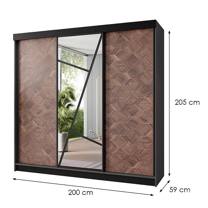 Skriňa Vena 200 graft antracit + art deco