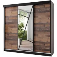 Skriňa s posuvnými dverami Vena 250 cm so zrkadlom – biela/old style, trojdverová