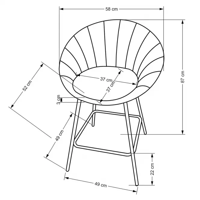 Barová Stolička H112 zelená/zlatá