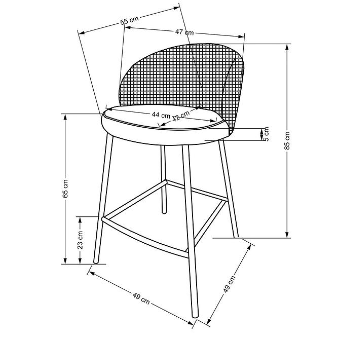 Barová Stolička H113 biela/čierna/zlatá,2