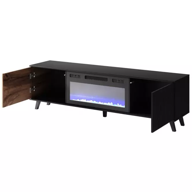 TV stolík Random RTV-180K s elektrickým krbom wotan/čierna,2