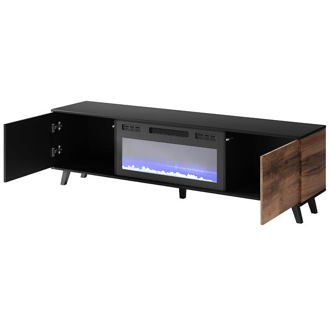TV stolík Random RTV-180K s elektrickým krbom wotan/čierna