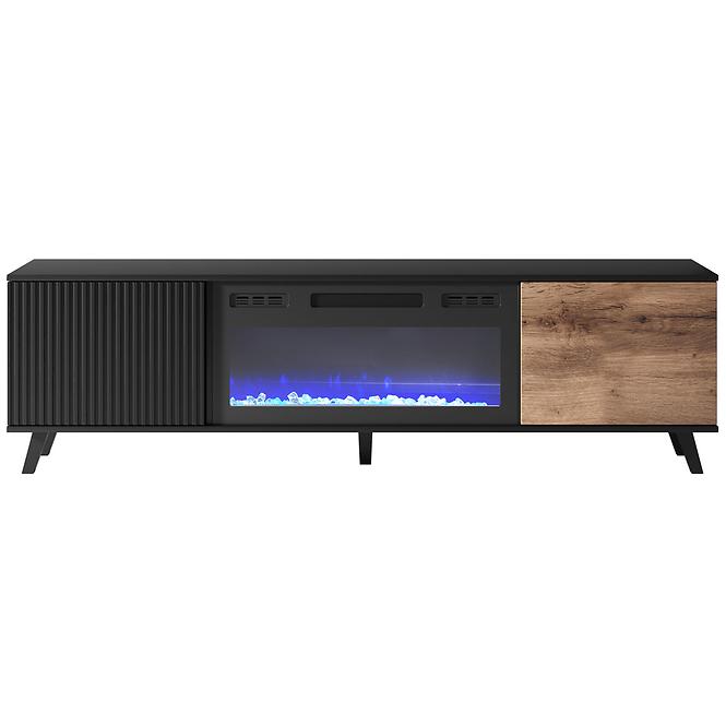 TV stolík Random RTV-180K s elektrickým krbom wotan/čierna