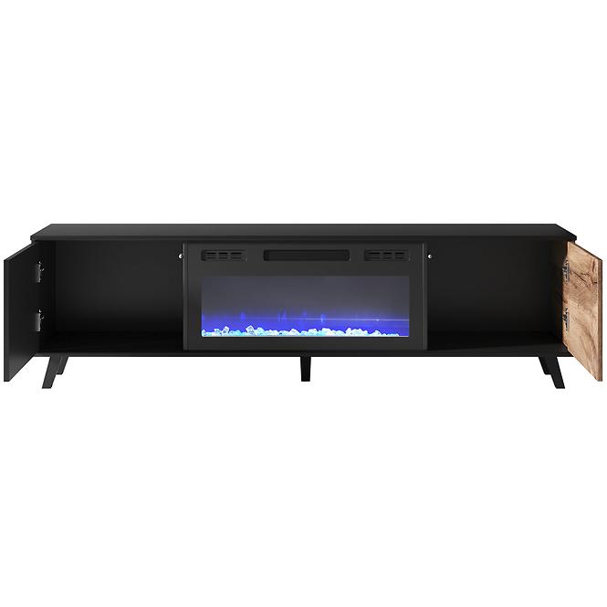 TV stolík Random RTV-180K s elektrickým krbom wotan/čierna