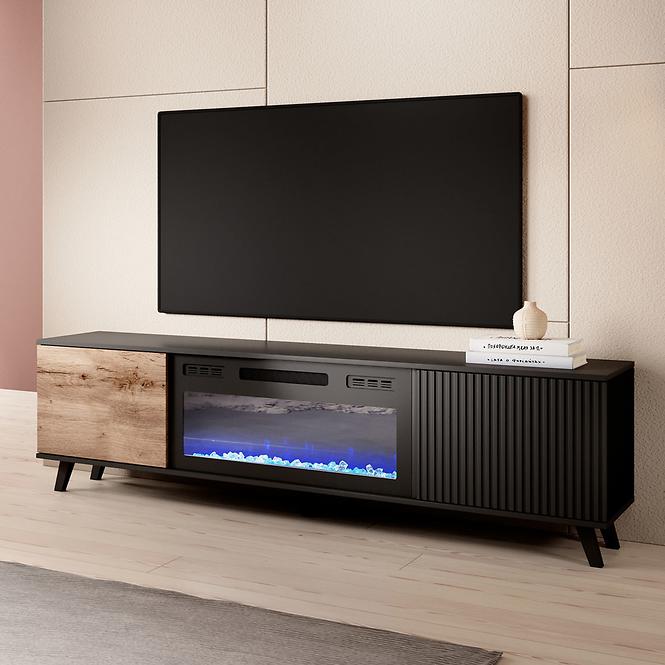 TV stolík Random RTV-180K s elektrickým krbom wotan/čierna