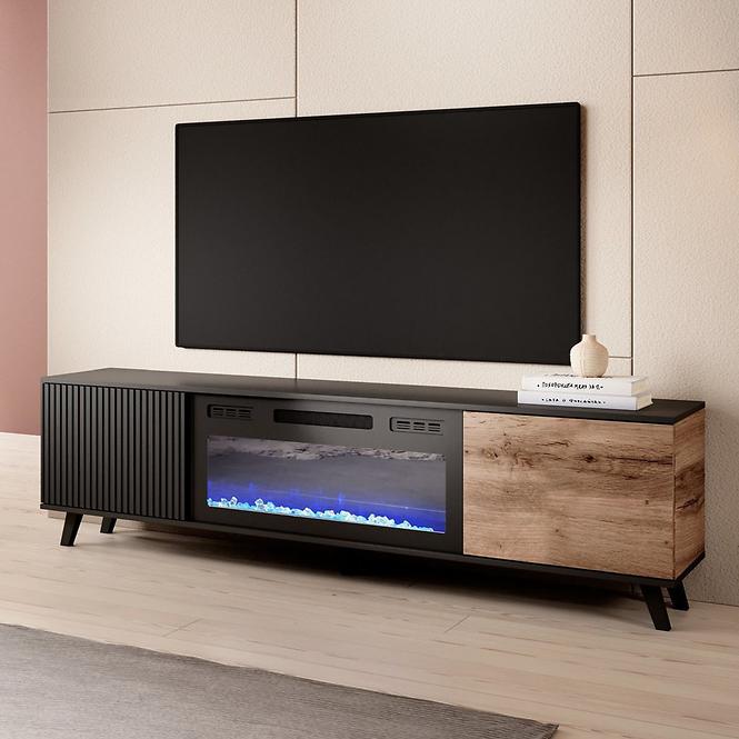 TV stolík Random RTV-180K s elektrickým krbom wotan/čierna
