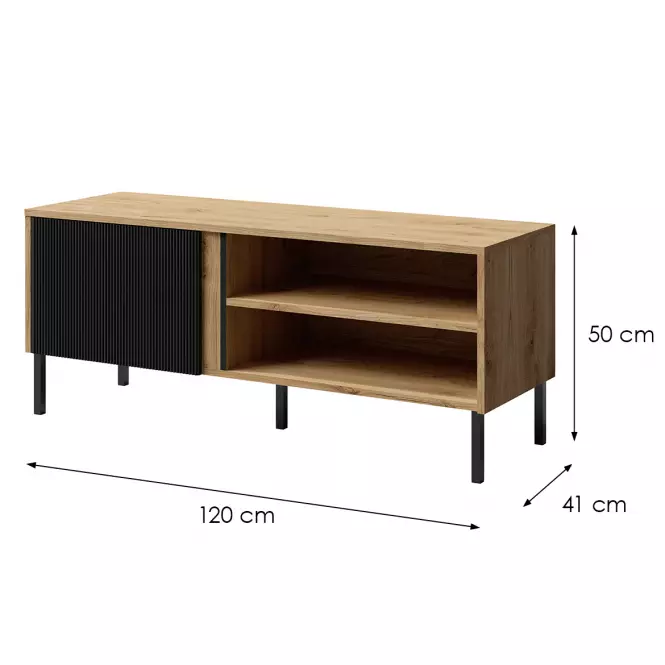 TV stolík Mia 7 večný dub/čierna,2