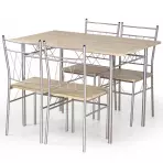 Sada stôl Faust + 4 stoličky mdf/oceľ – sonoma