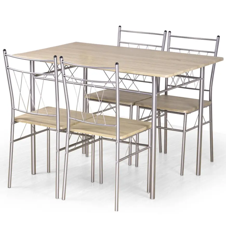 Sada stôl Faust + 4 stoličky mdf/oceľ – sonoma