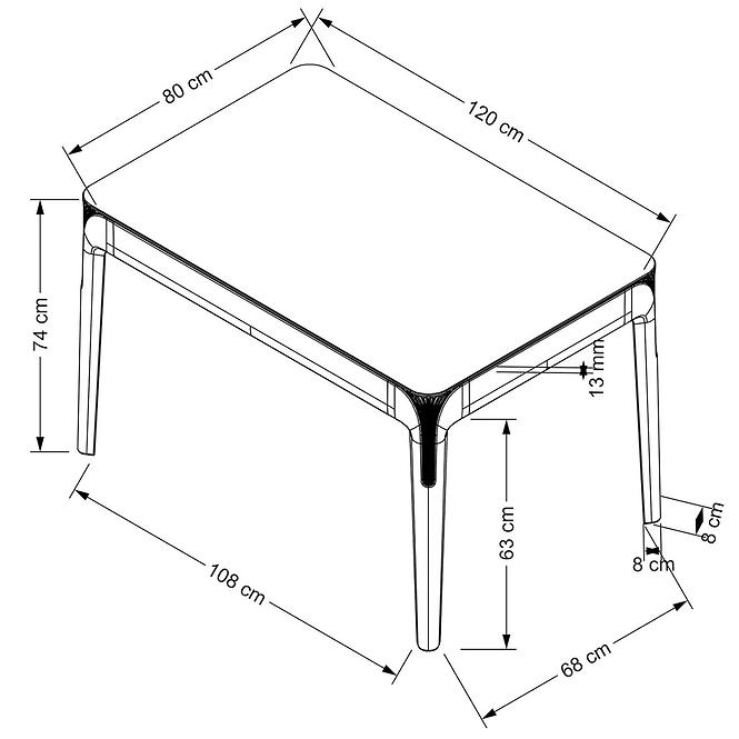 Stôl Gomez 80x120 polipropylen – zadymený