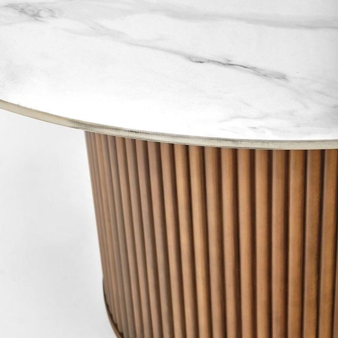 Stôl Bruno 120 ceramika/drevo – biela mramor/orech,5