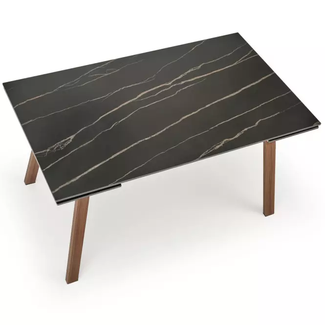 Stôl Lozano 82x140 spiek/oceľ – čierna mramor/orech