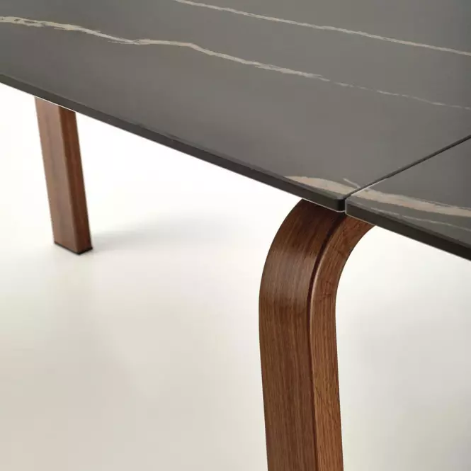 Stôl Lozano 82x140 spiek/oceľ – čierna mramor/orech
