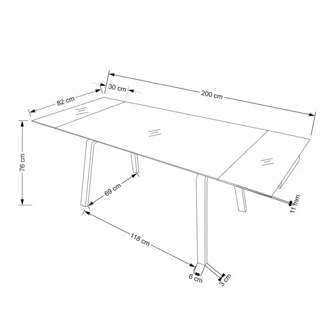 Stôl Lozano 82x140 spiek/oceľ – čierna mramor/orech