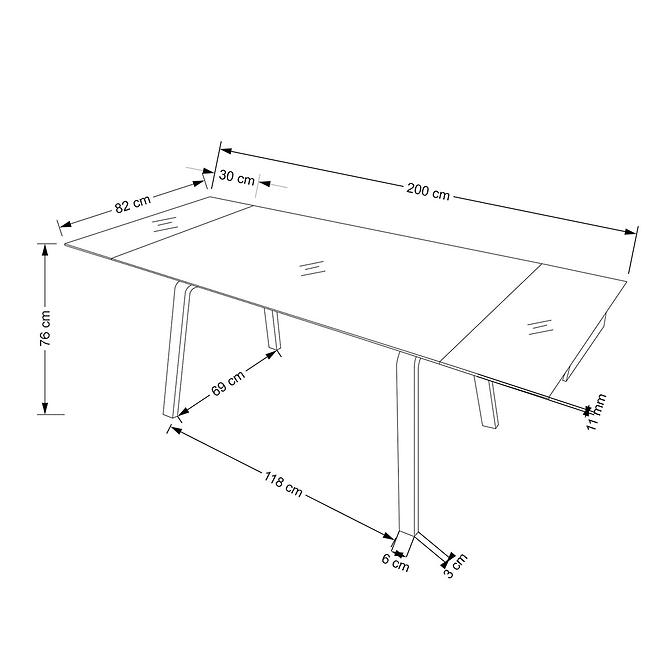 Stôl Lozano 82x140 spiek/oceľ – čierna mramor/orech