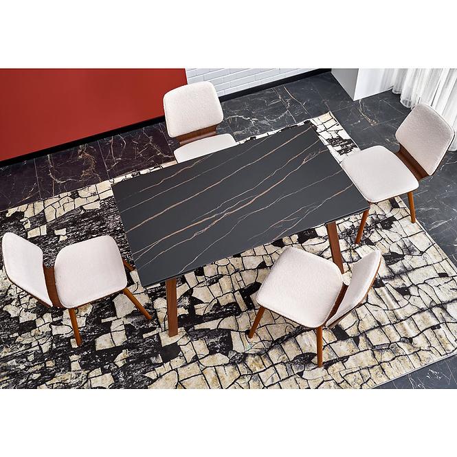 Stôl Lozano 82x140 spiek/oceľ – čierna mramor/orech