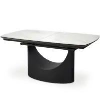 Stôl Osman 90x160 keramika/MDF - biela mramor/čierna