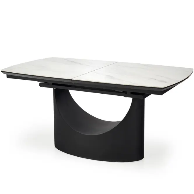 Stôl Osman 90x160 keramika/MDF - biela mramor/čierna
