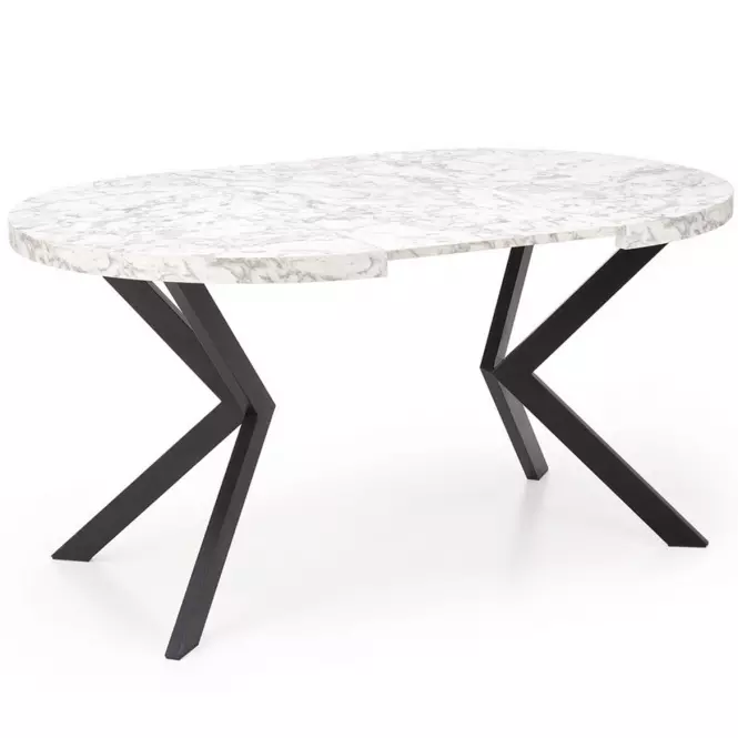 Stôl Peroni 100x250 doska/oceľ – biela mramor/čierna