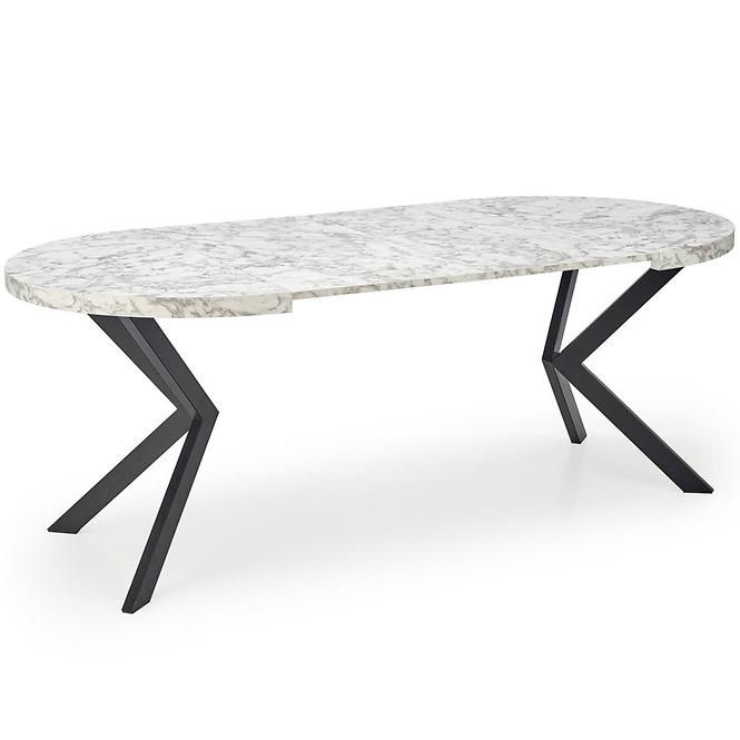 Stôl Peroni 100x250 doska/oceľ – biela mramor/čierna