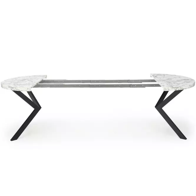 Stôl Peroni 100x250 doska/oceľ – biela mramor/čierna