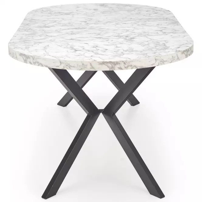 Stôl Peroni 100x250 doska/oceľ – biela mramor/čierna