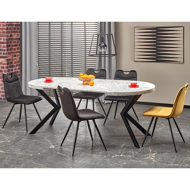 Stôl Peroni 100x250 doska/oceľ – biela mramor/čierna,10