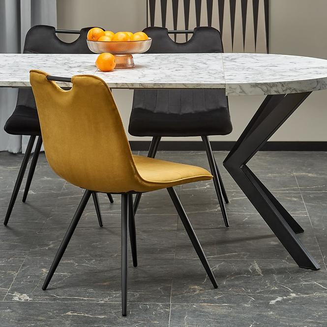 Stôl Peroni 100x250 doska/oceľ – biela mramor/čierna,12