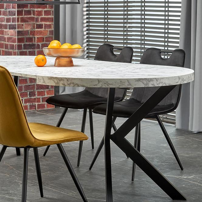 Stôl Peroni 100x250 doska/oceľ – biela mramor/čierna,13