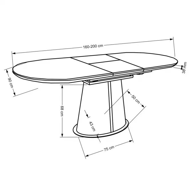 Stôl Robinson 90x160 ceramika/mdf – beżowy mramor/capuc