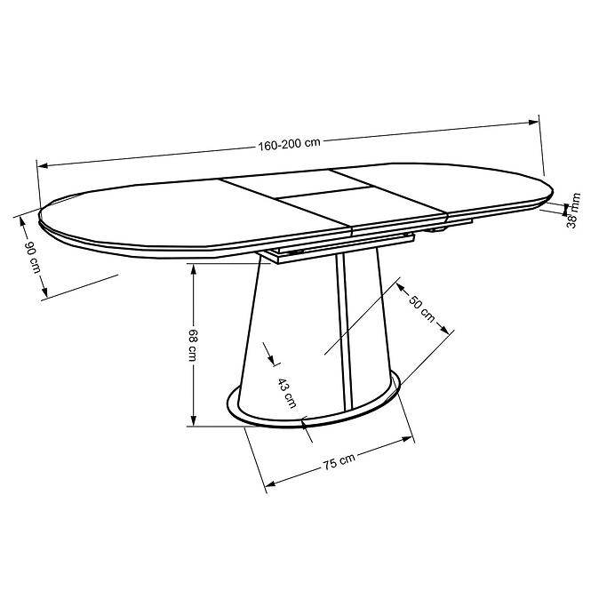 Stôl Robinson 90x160 ceramika/mdf – beżowy mramor/capuc,2
