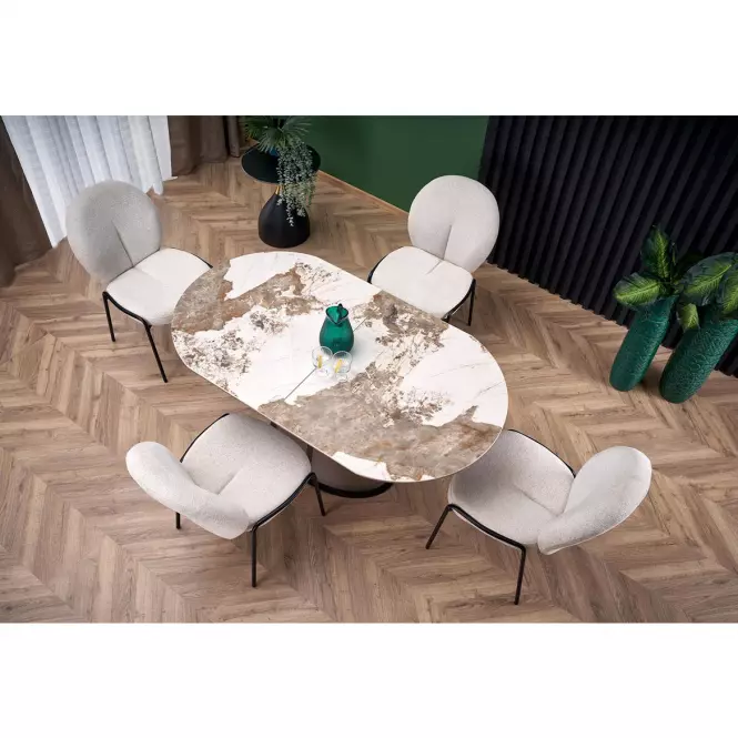 Stôl Robinson 90x160 ceramika/mdf – beżowy mramor/capuc