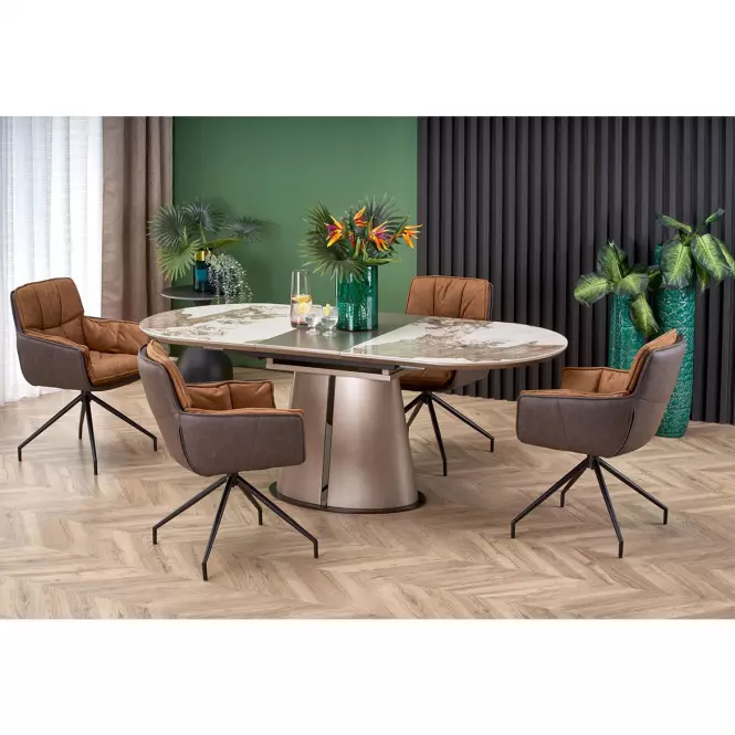 Stôl Robinson 90x160 ceramika/mdf – beżowy mramor/capuc
