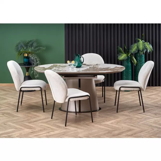 Stôl Robinson 90x160 ceramika/mdf – beżowy mramor/capuc