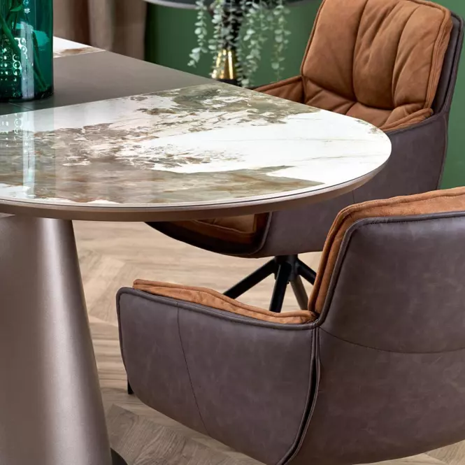 Stôl Robinson 90x160 ceramika/mdf – beżowy mramor/capuc