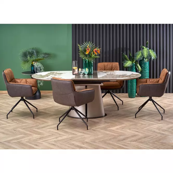 Stôl Robinson 90x160 ceramika/mdf – beżowy mramor/capuc