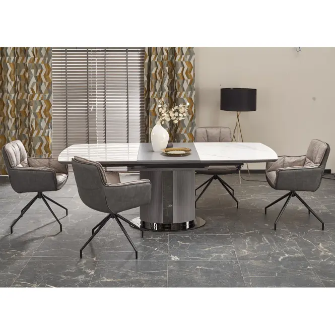 Stôl Dancan 90x160 keramika/MDF – mramor/popol,10