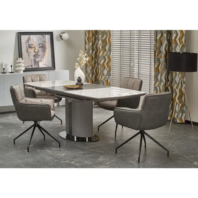 Stôl Dancan 90x160 keramika/MDF – mramor/popol,12