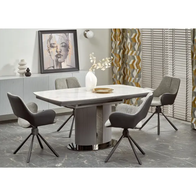 Stôl Dancan 90x160 keramika/MDF – mramor/popol,13