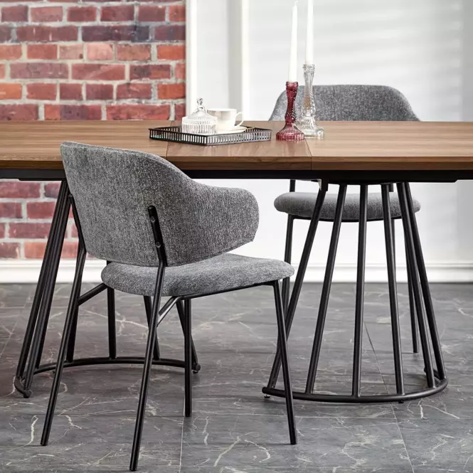 Stôl Everton mdf/oceľ – orech/čierna,10